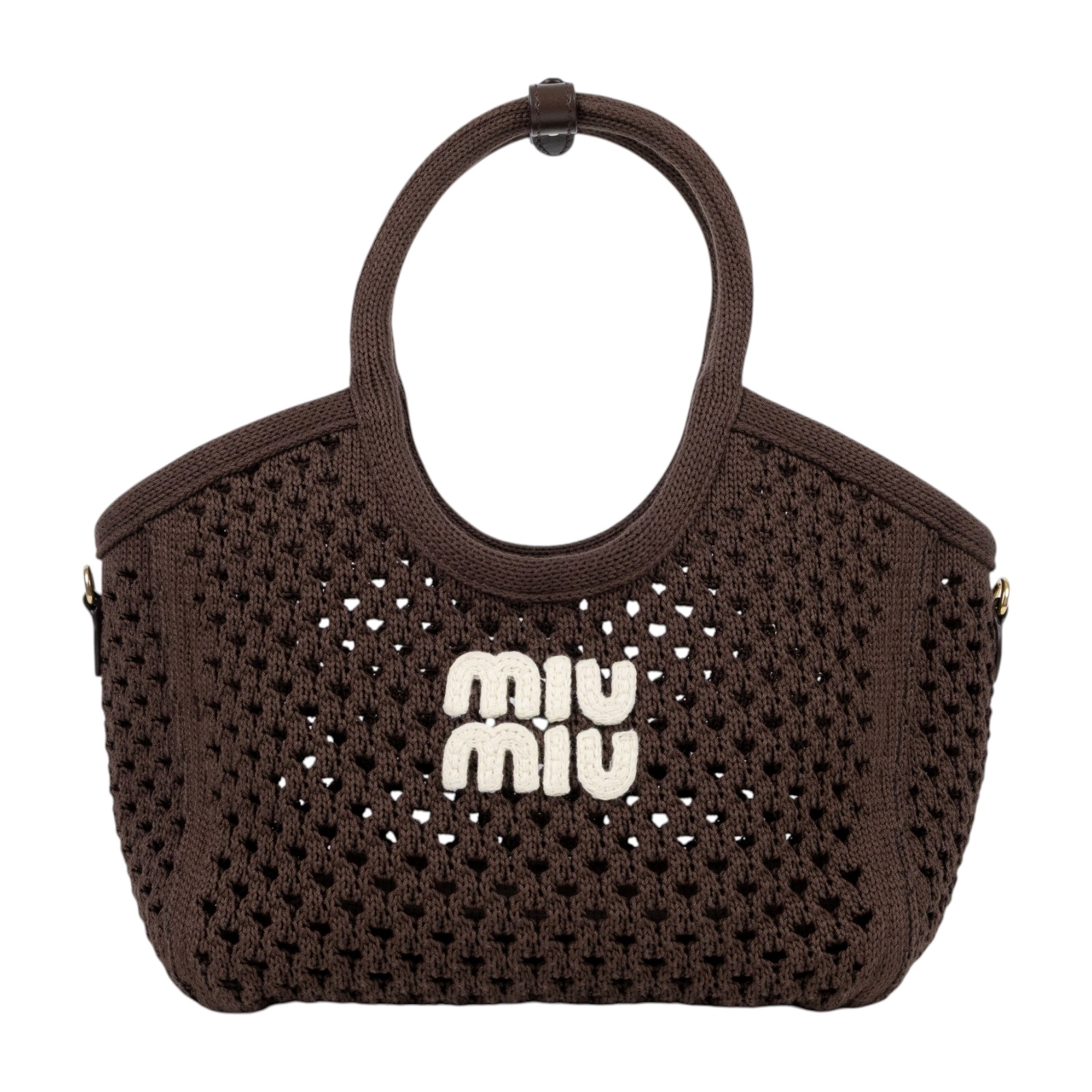 繆繆 MIU MIU IVY 織物手袋 小型 5BA284_2F8E 咖啡色編織IVY 防塵袋/背帶/內袋