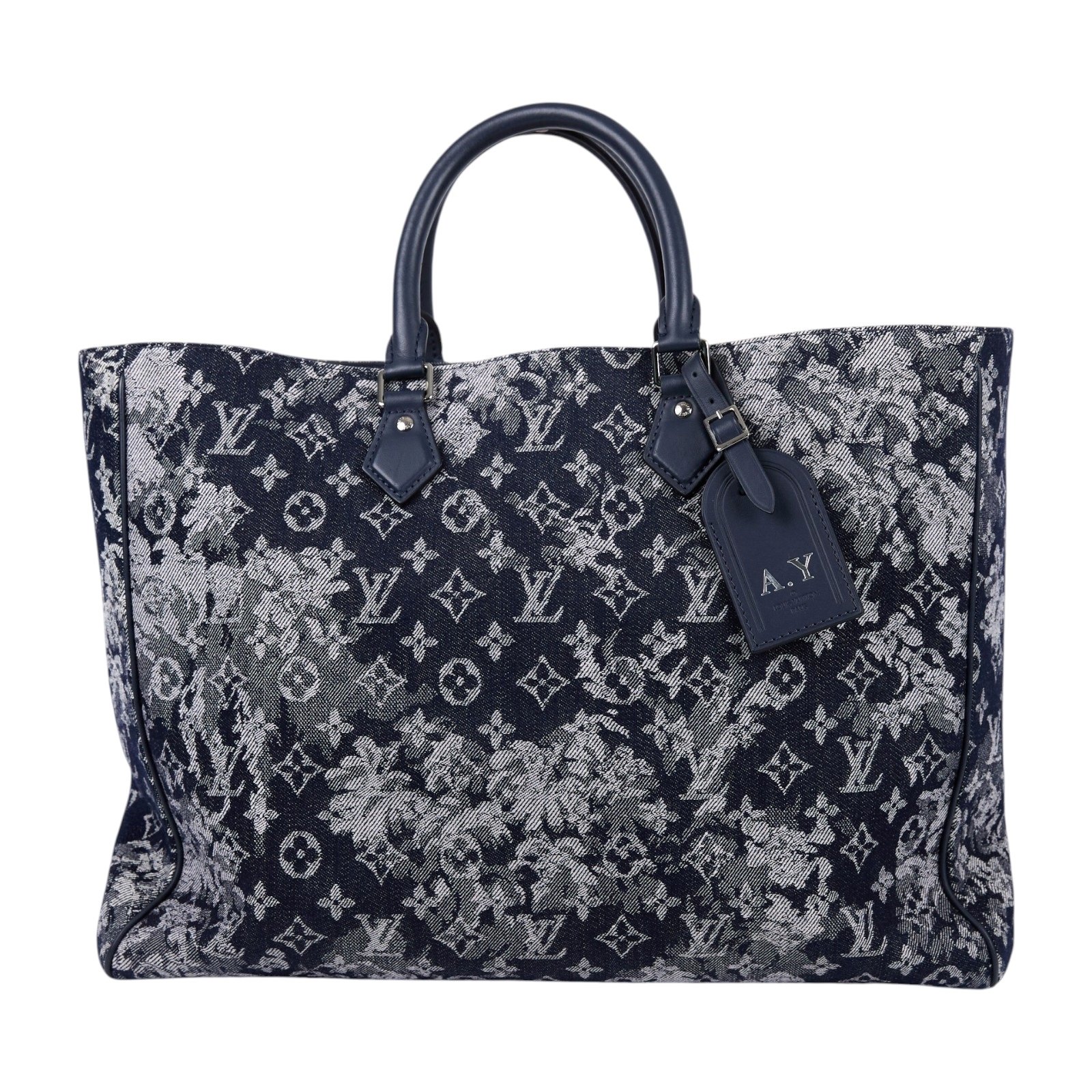 路易威登 LOUIS VUITTON Grand Sac 手提包 肩背包 托特包 大型 M57284 藍色單寧布Grand Sac MNG TAP 行李吊牌