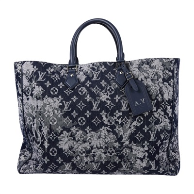 路易威登 LOUIS VUITTON Grand Sac 手提包 肩背包 托特包 大型 M57284 藍色單寧布Grand Sac MNG TAP 行李吊牌