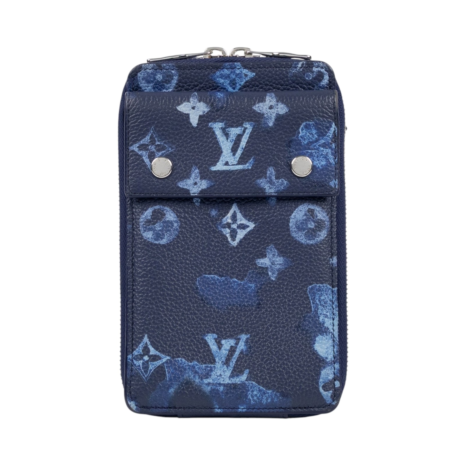 路易威登 LOUIS VUITTON Watercolor 手機包 斜背包 迷你 M80466 晶片款 藍水彩印花帆布手機包 背帶