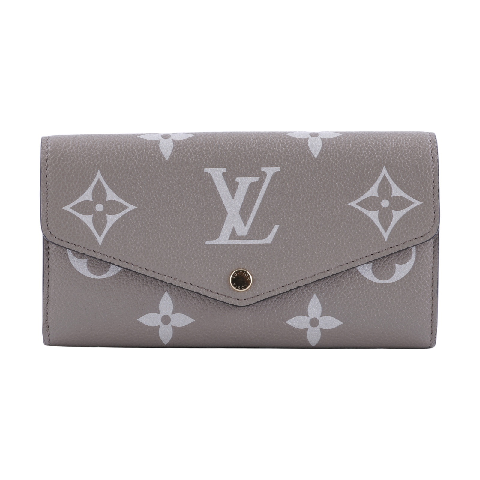 路易威登 LOUIS VUITTON Sarah 錢包 Reverse帆布 Empreinte柔軟粒面壓花牛皮 灰色 奶油色 M81049 晶片款  防塵袋