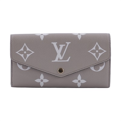 路易威登 LOUIS VUITTON Sarah 錢包 Reverse帆布 Empreinte柔軟粒面壓花牛皮 灰色 奶油色 M81049 晶片款  防塵袋