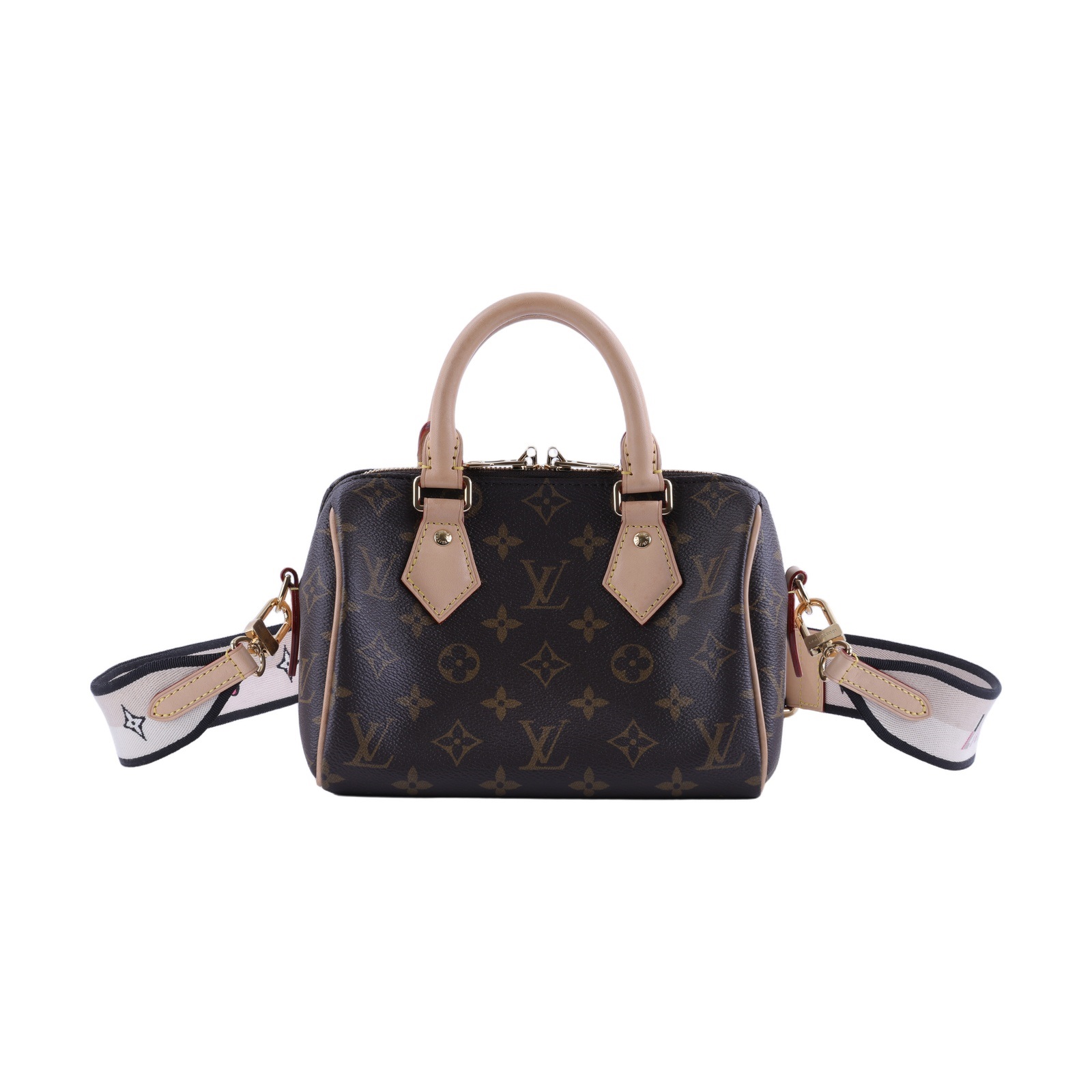 路易威登 LOUIS VUITTON Speedy Bandoulière 20 米色 帆布 手提 斜背 波士頓包 M46222 晶片款  防塵袋/鎖組/背帶