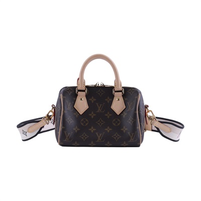 路易威登 LOUIS VUITTON Speedy Bandoulière 20 米色 帆布 手提 斜背 波士頓包 M46222 晶片款  防塵袋/鎖組/背帶