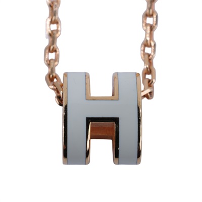 愛馬仕 Hermes Mini Pop H 墜飾 白色 H147992Fv49 ST 02 63 白/金MINI POP H項鍊 原廠盒子