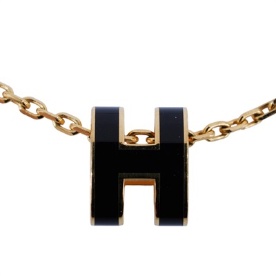 愛馬仕 Hermes Pop H 墜飾 黑色 H147991Fv03 GD 02 82 黑金色 MINI POP H項鍊 防塵袋