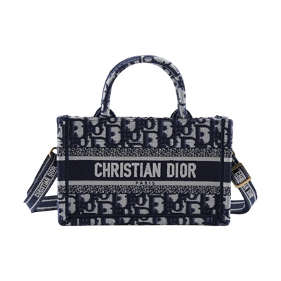 迪奧 CHRISTIAN DIOR Book Tote 迷你 手提 肩背 托特包 藍色 米色 S5573CRIW  防塵袋/背帶