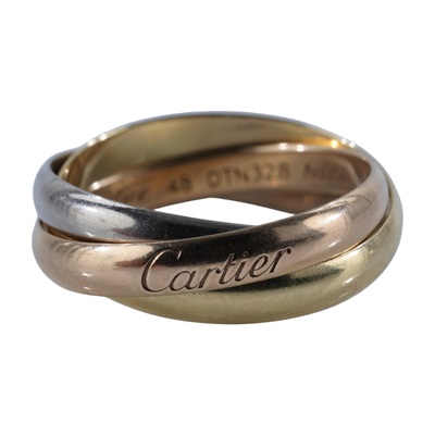 卡地亞 CARTIER Trinity 戒指 B4086148 K18 TRINITY 三環戒指#48 原廠盒子/保書/購買證明