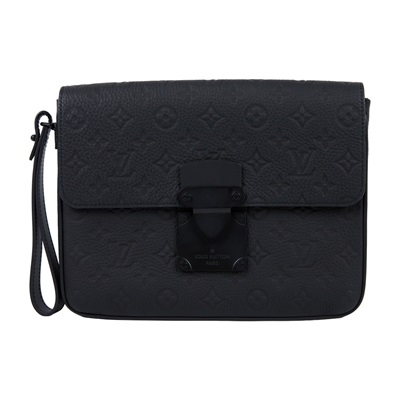 路易威登 LOUIS VUITTON S Lock 手拿包 Taurillon 牛皮 M80582 晶片款 黑壓紋S Lock手拿包 原廠盒子/防塵袋/購買證明