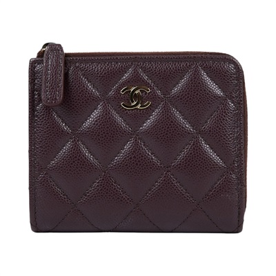 香奈兒 CHANEL CC LOGO 零錢包 卡片夾 AP3999 晶片款 酒紅L型短夾 無附屬品