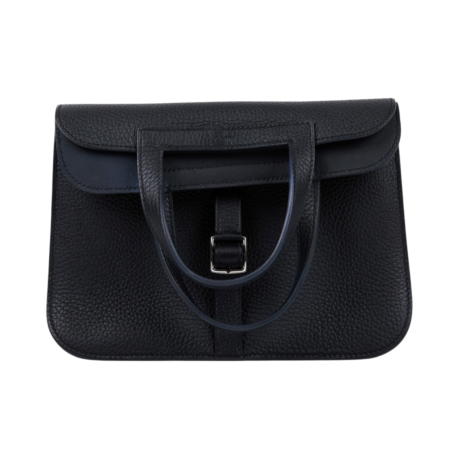 愛馬仕 Hermes Halzan 25 手拿 手提 肩背 斜背包 銀色五金 黑色 H082027CK89 /B SI 004 DB  原廠盒子/防塵袋/背帶/國外購買證明
