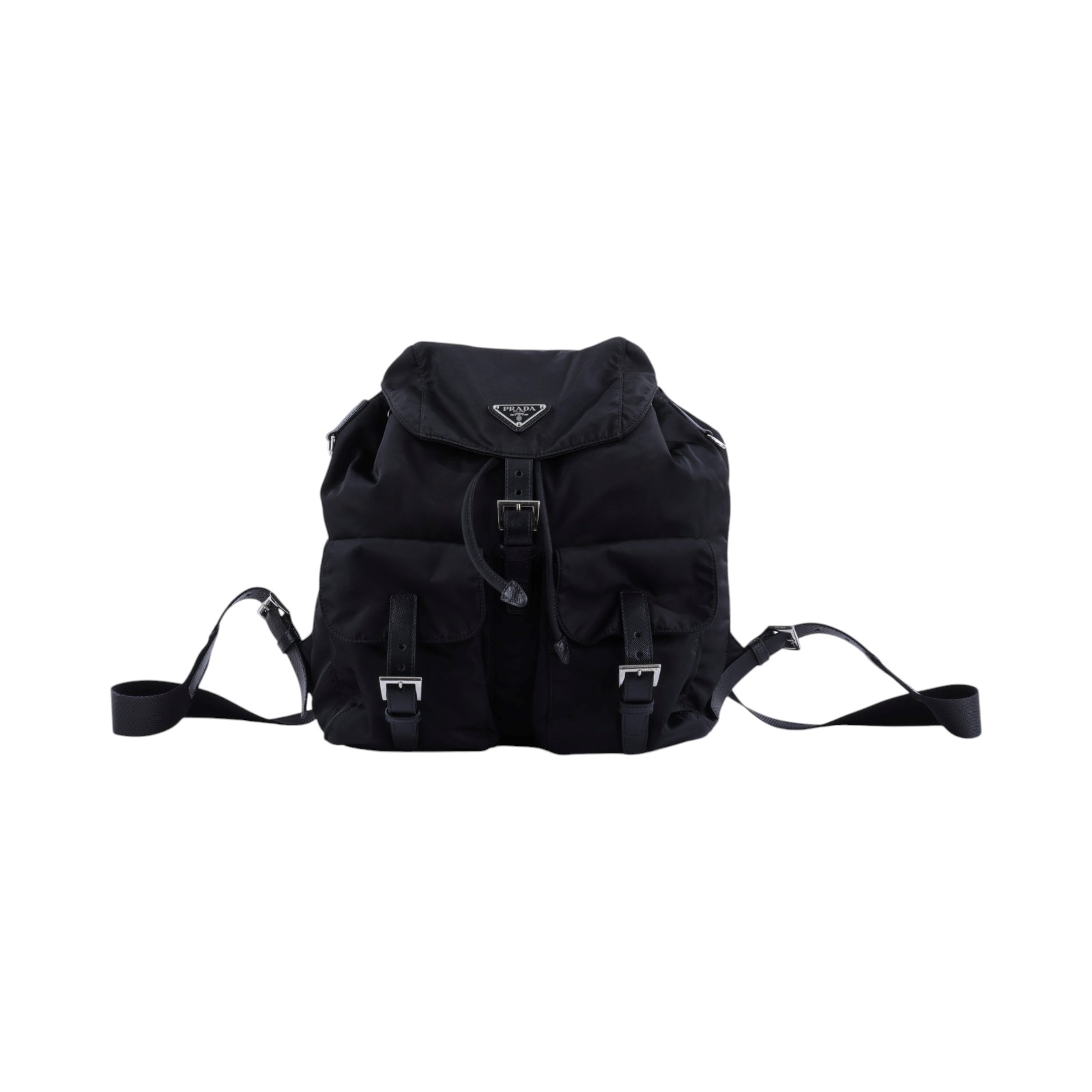 普拉達 PRADA Re-Nylon 中型 背囊 後背包 化妝袋 1BZ811_RV44 黑銀尼龍後包 無附屬品