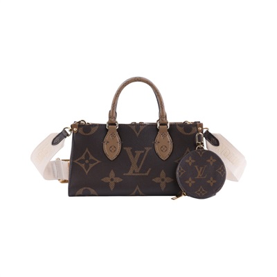 路易威登 LOUIS VUITTON OnTheGo East West 皮革飾邊 經典帆布 手提 斜背包 M46653 晶片款  防塵袋/背帶/內袋