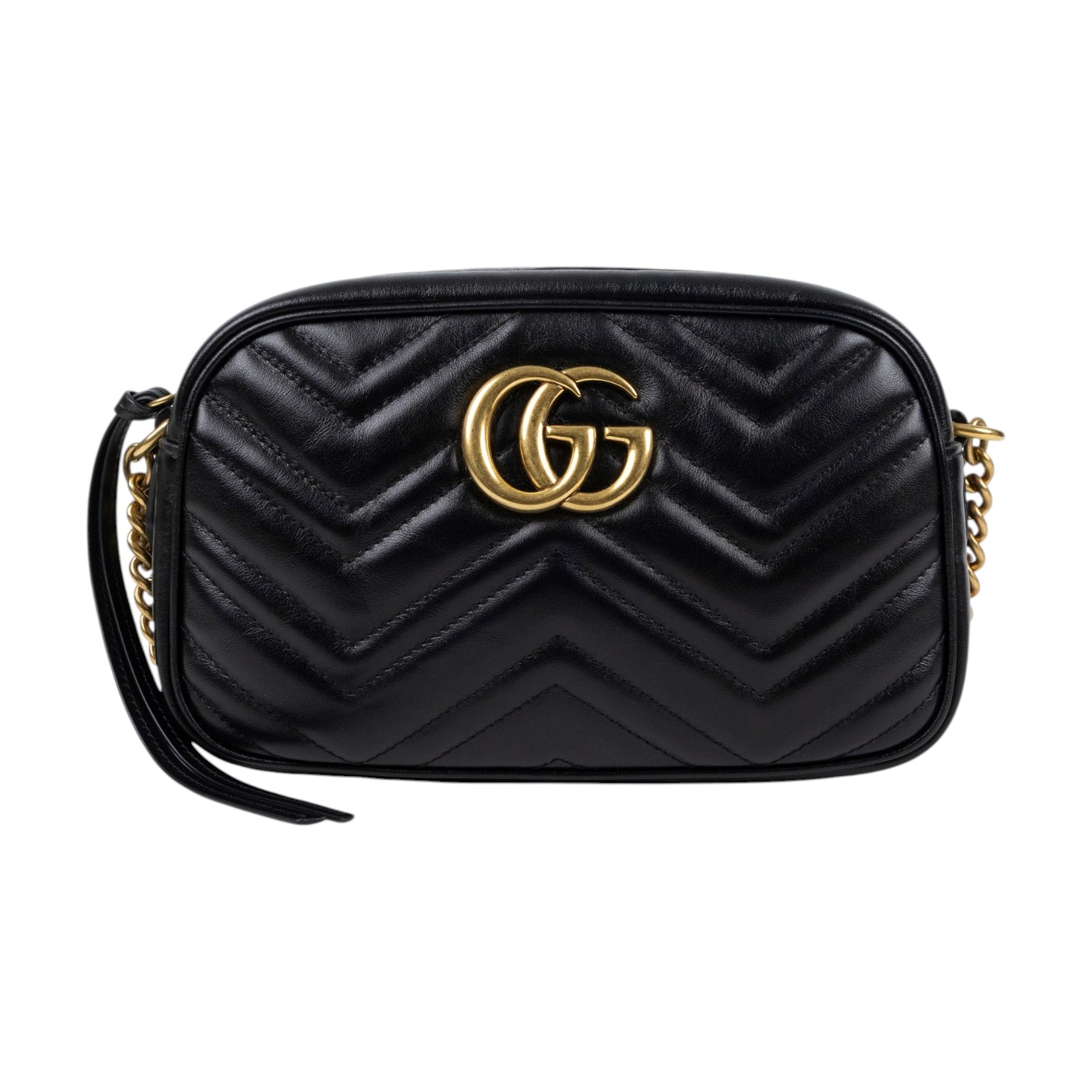 古馳 GUCCI GG Marmont 小型 絎縫 肩揹袋 447632 DTD1T 黑金GG MARMONT SMALL 原廠盒子/防塵袋