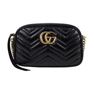 古馳 GUCCI GG Marmont 小型 絎縫 肩揹袋 447632 DTD1T 黑金GG MARMONT SMALL 原廠盒子/防塵袋