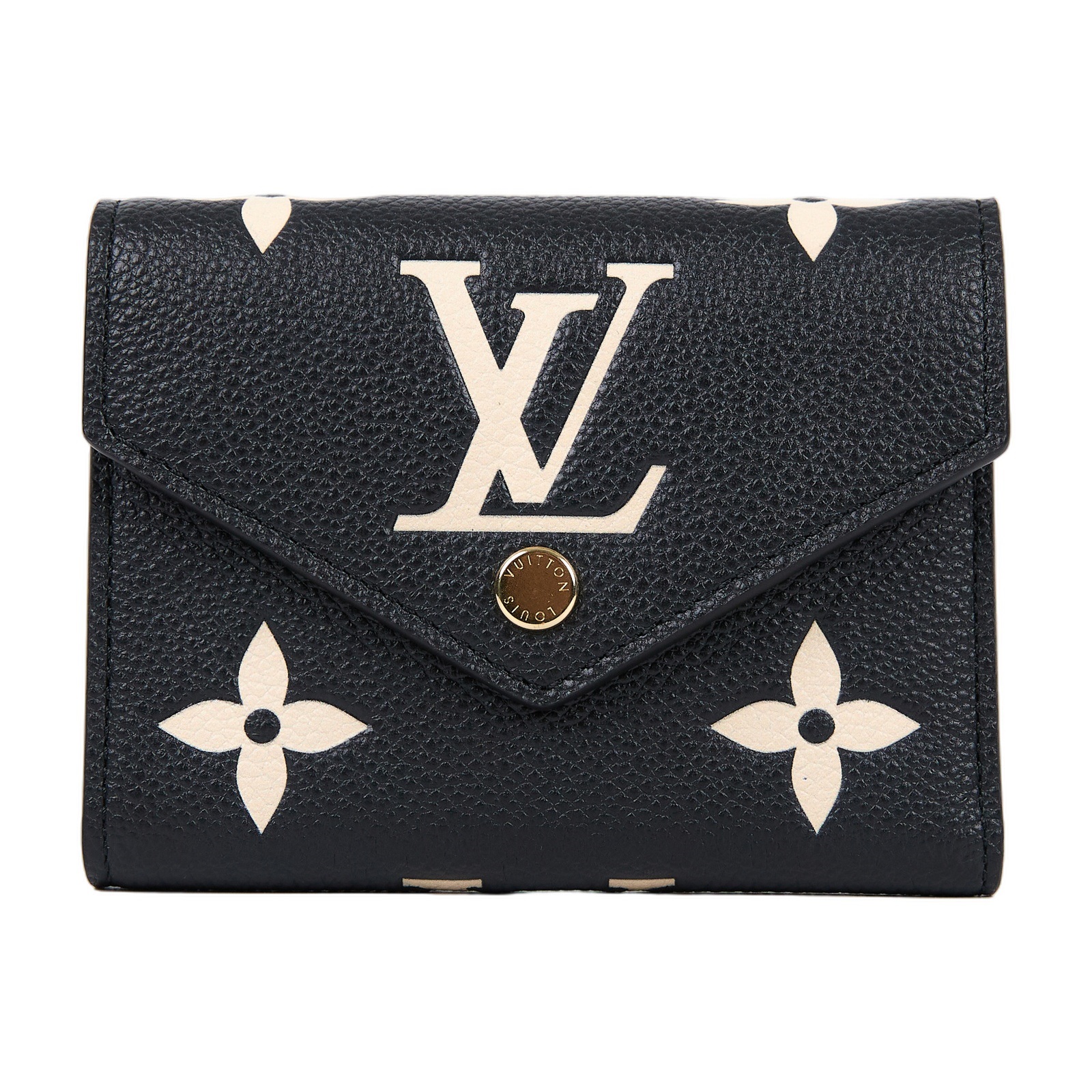 路易威登 LOUIS VUITTON Victorine 錢包 壓花牛皮 黑色米色 M80968 晶片款 黑白原花壓紋VICTORINE短夾 原廠盒子/防塵袋