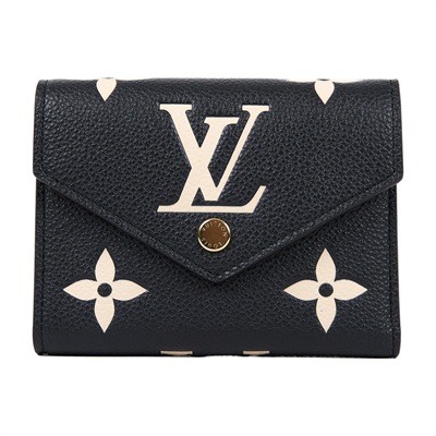 路易威登 LOUIS VUITTON Victorine 錢包 壓花牛皮 黑色米色 M80968 晶片款 黑白原花壓紋VICTORINE短夾 原廠盒子/防塵袋