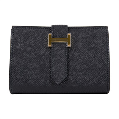 愛馬仕 Hermes Bearn Mini 短夾 金色五金 黑色 H039796CC89 /W AI 009 WS W刻 黑金BEARN MINI 原廠盒子