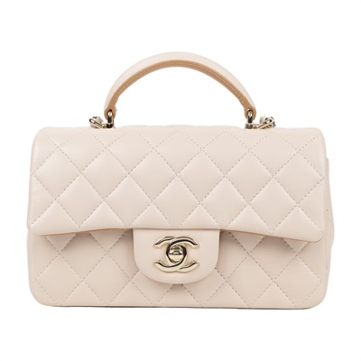 香奈兒 CHANEL Coco 20  Handle 肩背 斜背 迷你 口蓋包 AS2431 晶片款 米金羊COCO20 手把款 原廠盒子/防塵袋