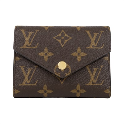 路易威登 LOUIS VUITTON Victorine 錢包 塗層帆布 芭蕾粉色 M62360 晶片款 原花粉VICTORINE三折短夾 防塵袋/原廠盒子