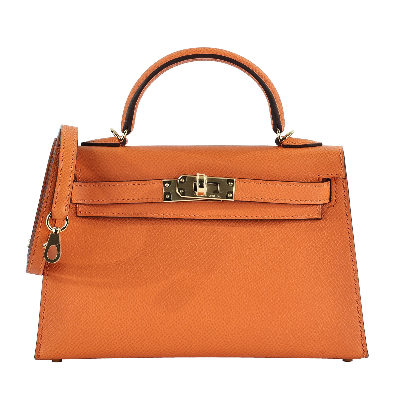 愛馬仕 Hermès Kelly Bag 凱莉包 mini KLM W FI 567 BM W刻 橘Mini Kelly II 原廠盒子/防塵袋2/背帶