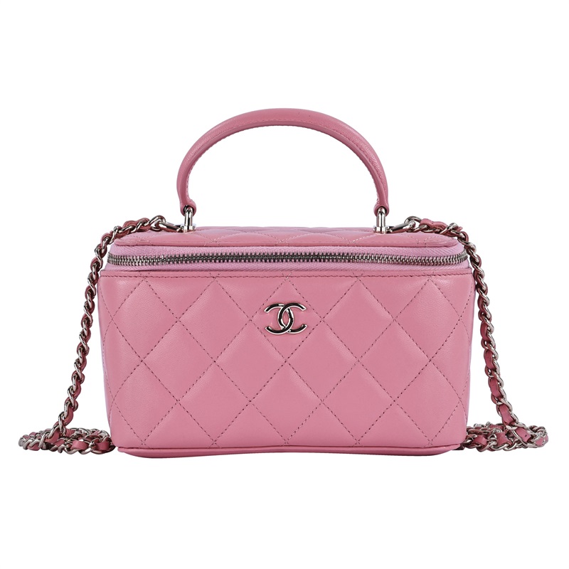 香奈兒 CHANEL Vanity Case 化妝箱 AP2199 晶片款 粉金羊HANDLE長盒 原廠盒子/防塵袋/購買證明