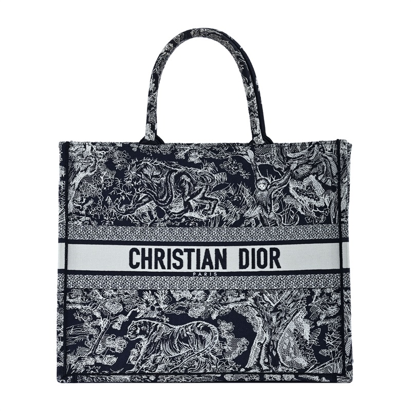 迪奧 CHRISTIAN DIOR Book Tote 大型 托特包 藍色 米白色 M1286ZRGO  原廠盒子/防塵袋/購買證明/保證卡/發票