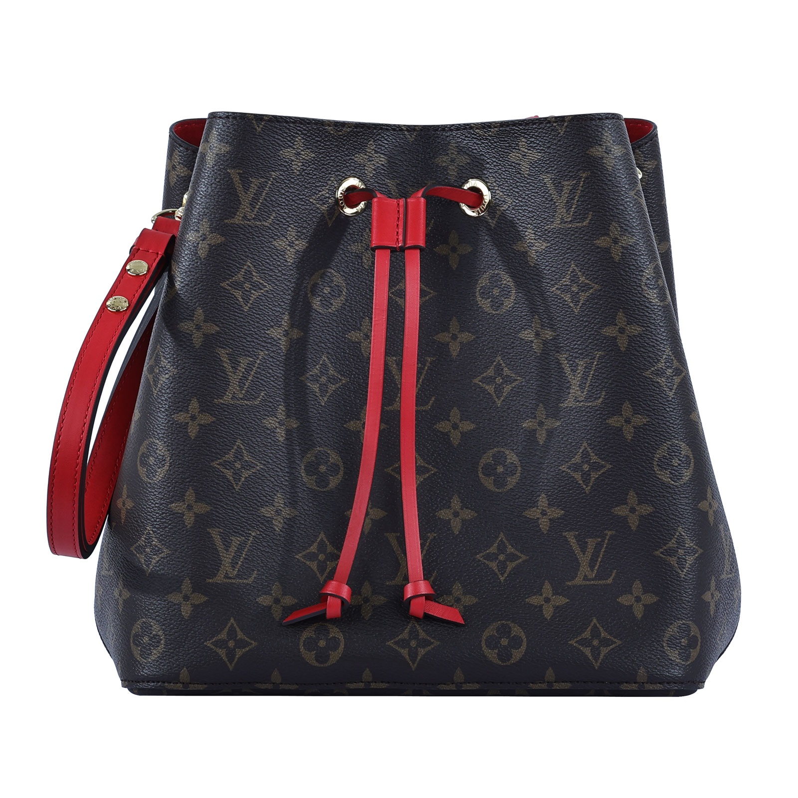 路易威登 LOUIS VUITTON NéoNoé MM 經典帆布 肩背 水桶包 紅色 M44021 晶片款  原廠盒子/防塵袋/背帶