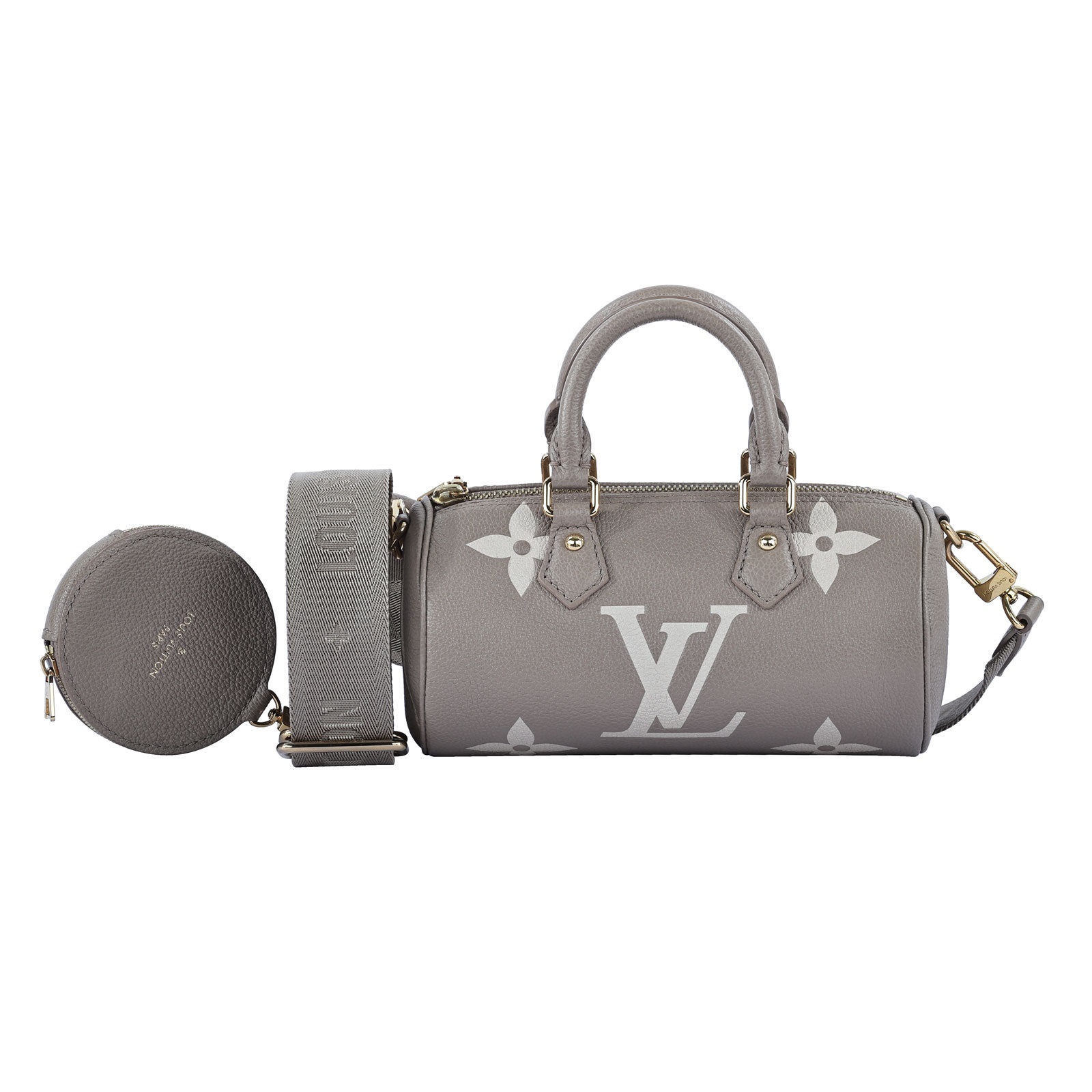 路易威登 LOUIS VUITTON Papillon BB 圓筒手提包 斑鳩灰色 M46031 晶片款  原廠盒子/防塵袋/背帶/內袋/購買證明