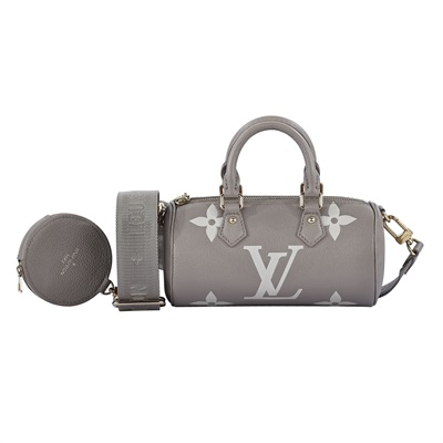 路易威登 LOUIS VUITTON Papillon BB 圓筒手提包 斑鳩灰色 M46031 晶片款  原廠盒子/防塵袋/背帶/內袋/購買證明