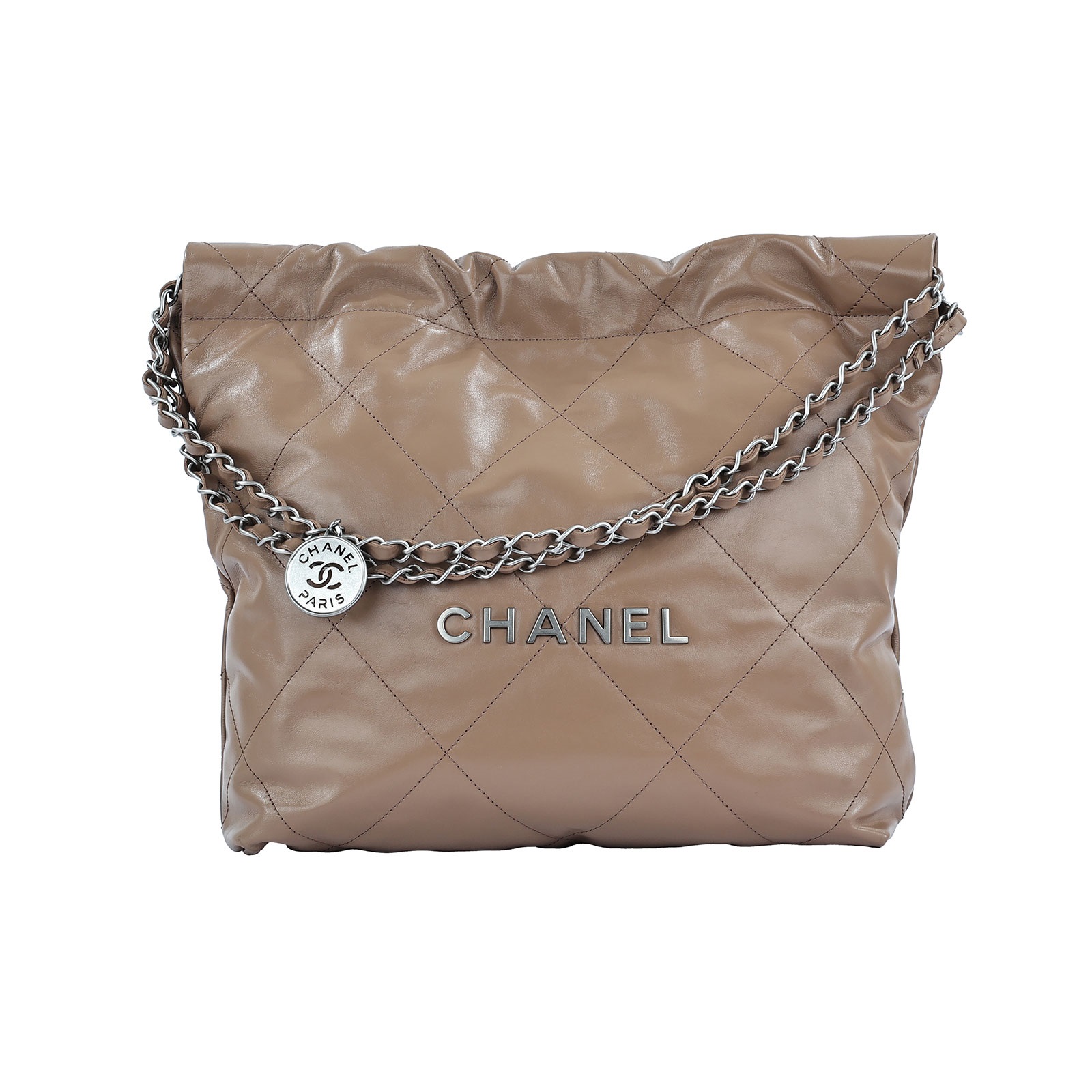 香奈兒 CHANEL 22 小型 束口包 AS3260 晶片款 奶茶色22BAG SMALL 內袋/購買證明影本