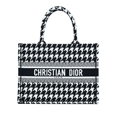 迪奧 CHRISTIAN DIOR Book Tote 中型 托特包 千鳥格紋刺繡 M1296ZTQT 黑白千鳥格BOOKTOTE 中號