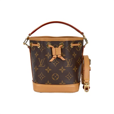 路易威登 LOUIS VUITTON Nano Noé 原花 束口水桶包 M81266 晶片款 原花Nano Noé 原廠盒子/防塵袋
