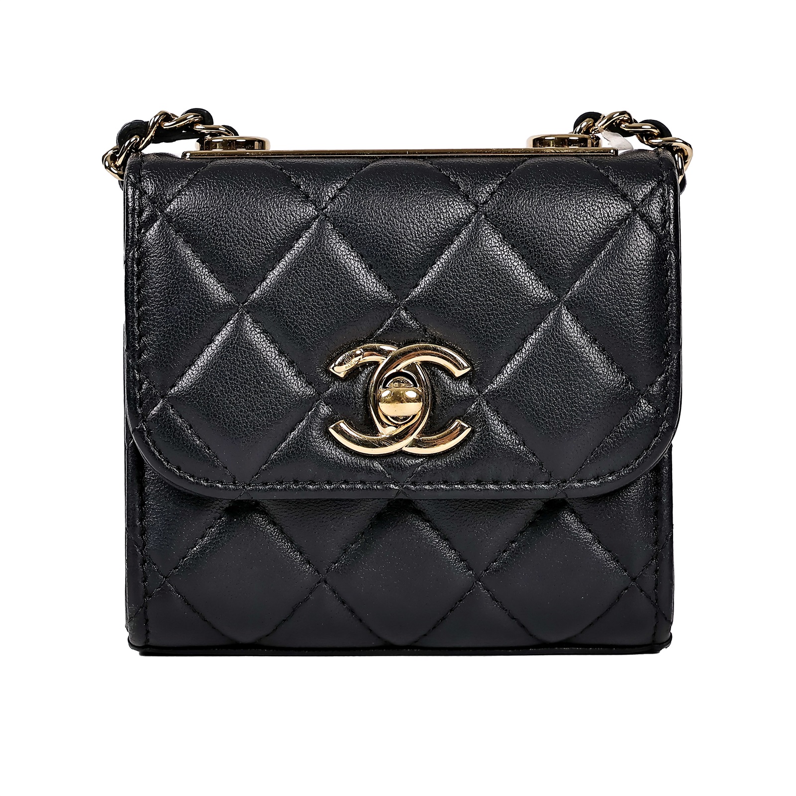 香奈兒 CHANEL Trendy 方形 迷你 口蓋包 A81633 晶片款 黑金羊TRENDY CC迷你鍊條包 防塵袋