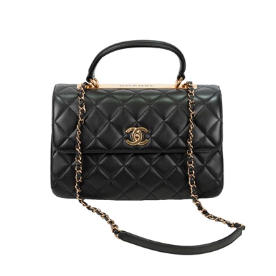 香奈兒 CHANEL Trendy 30 中型 口蓋包 A69923 晶片款 黑金羊皮穿鍊TRENDY CC 30 原廠盒子/防塵袋/購買證明