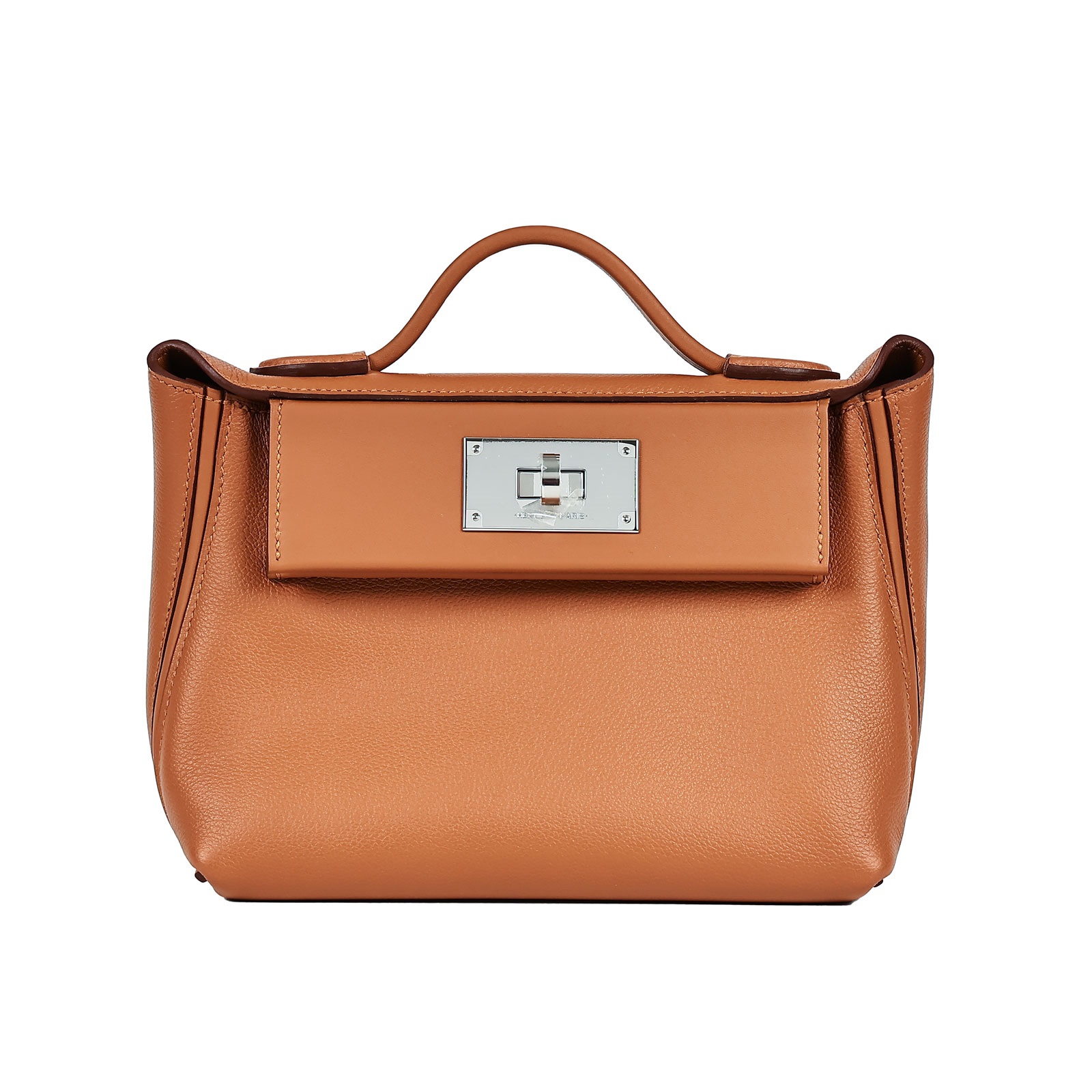 愛馬仕 Hermès 24/24 21 手提包 24/24/21 W HA 686 FW W刻金棕銀釦24/24 MINI 原廠盒子/防塵袋2/背帶