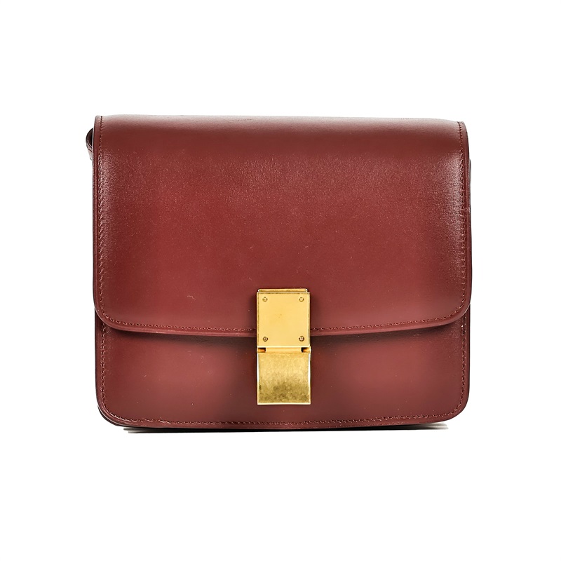 思琳 CELINE 小牛皮 小型 Classic 手袋 164183DLS 酒紅BOX SMALL 舊款 購買證明