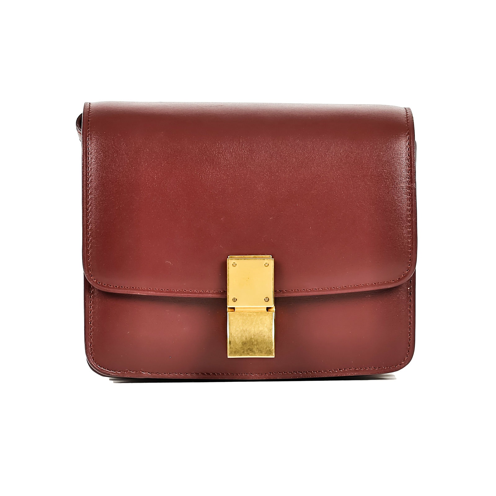 思琳 CELINE 小牛皮 小型 Classic 手袋 164183DLS 酒紅BOX SMALL 舊款 購買證明
