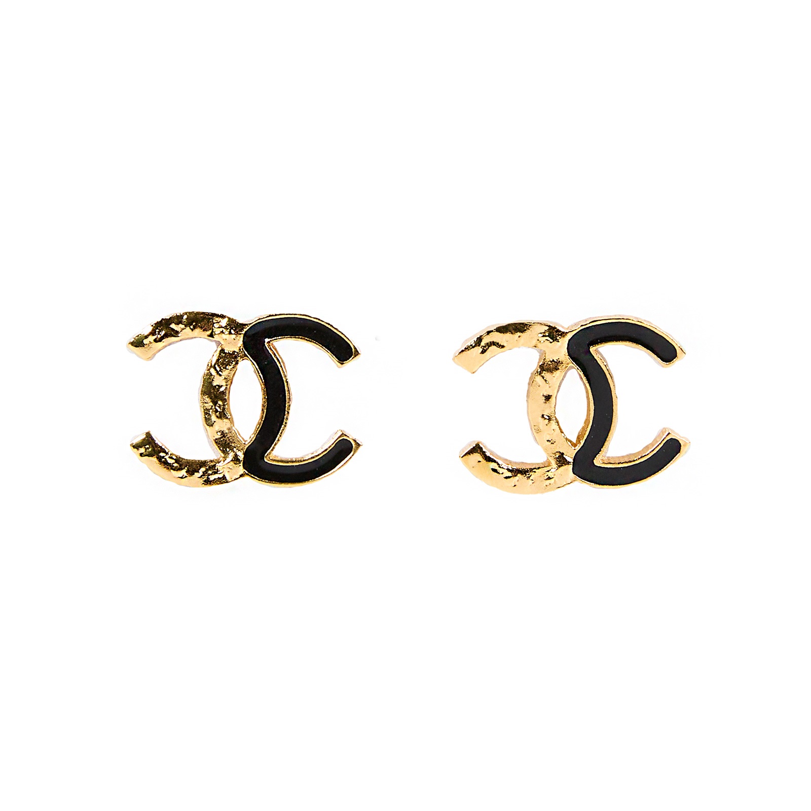 香奈兒 CHANEL 耳釘 F24C 金黑雙C耳環 原廠盒子