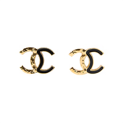 香奈兒 CHANEL 耳釘 F24C 金黑雙C耳環 原廠盒子