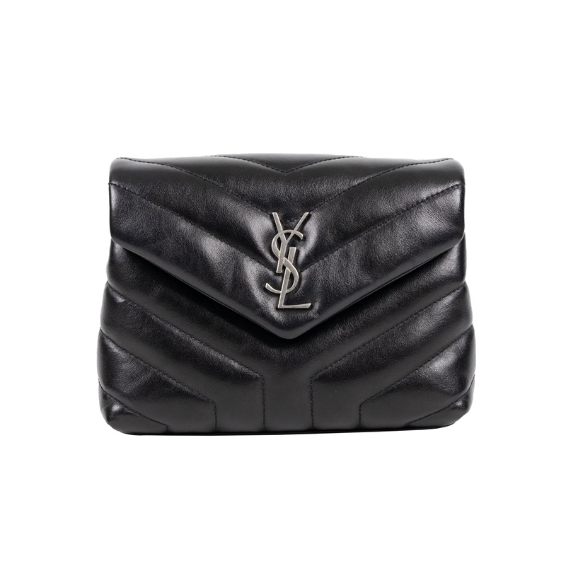 聖羅蘭 YSL SAINT LAURENT Loulou 絎縫 皮革 TOY 手袋 467072DV706 黑銀LOULOU TOY 原廠盒子/防塵袋/背帶