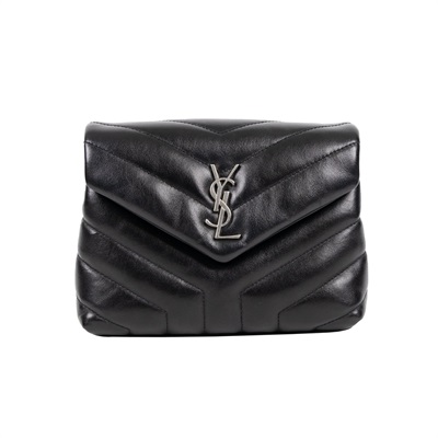聖羅蘭 YSL SAINT LAURENT Loulou 絎縫 皮革 TOY 手袋 467072DV706 黑銀LOULOU TOY 原廠盒子/防塵袋/背帶