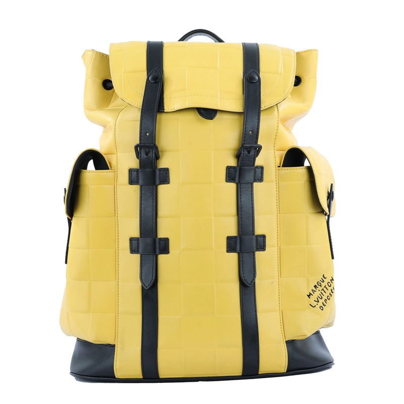 路易威登 LOUIS VUITTON Christopher MM 後背包 小牛皮 黃色 M25016 晶片款  原廠盒子/防塵袋/購買證明