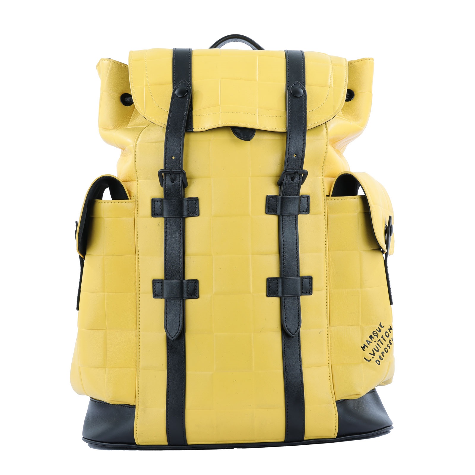 路易威登 LOUIS VUITTON Christopher MM 後背包 小牛皮 黃色 M25016 晶片款  原廠盒子/防塵袋/購買證明