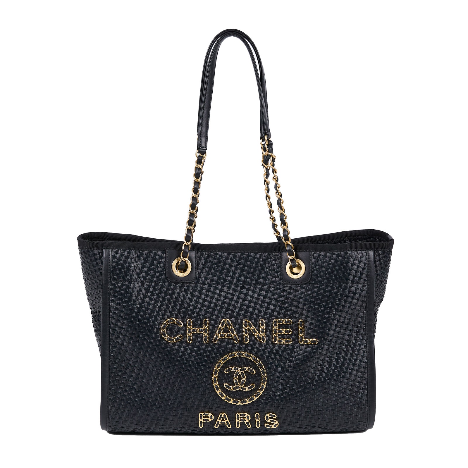 香奈兒 CHANEL 海灘包  ☆30開黑金沙灘包 中號 原廠盒子/防塵袋/保證卡