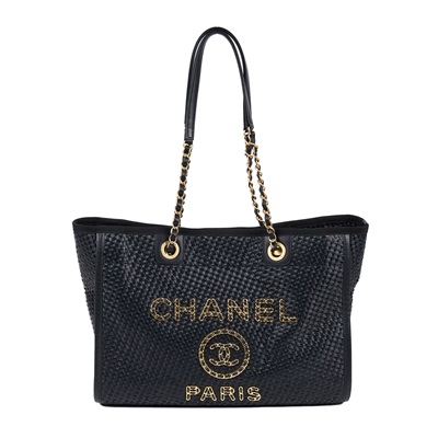 香奈兒 CHANEL 海灘包  ☆30開黑金沙灘包 中號 原廠盒子/防塵袋/保證卡