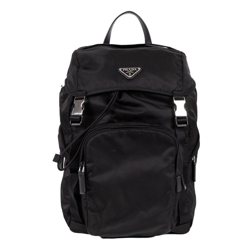 普拉達 PRADA Re-Nylon Saffiano皮革 背囊 2VZ135_2DMG 黑Saffiano 尼龍後背包 防塵袋