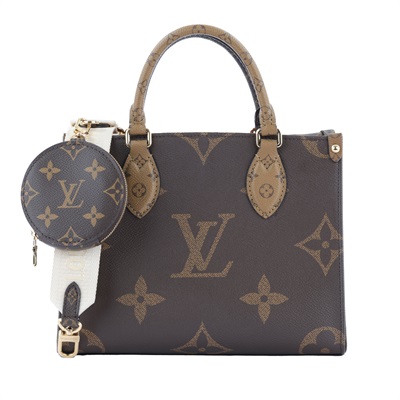 路易威登 LOUIS VUITTON OnTheGo PM 雙色帆布 手提 斜背包 M46373 晶片款  原廠盒子/防塵袋/背帶/內袋