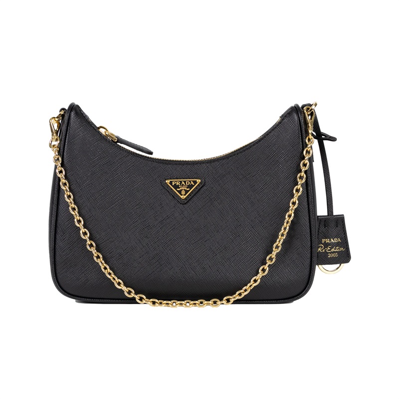 普拉達 PRADA Re-Edition 2005 納帕軟皮手袋 1BH204_2C6A 黑牛皮三合一 原廠盒子/防塵袋2/背帶2/內袋/發票