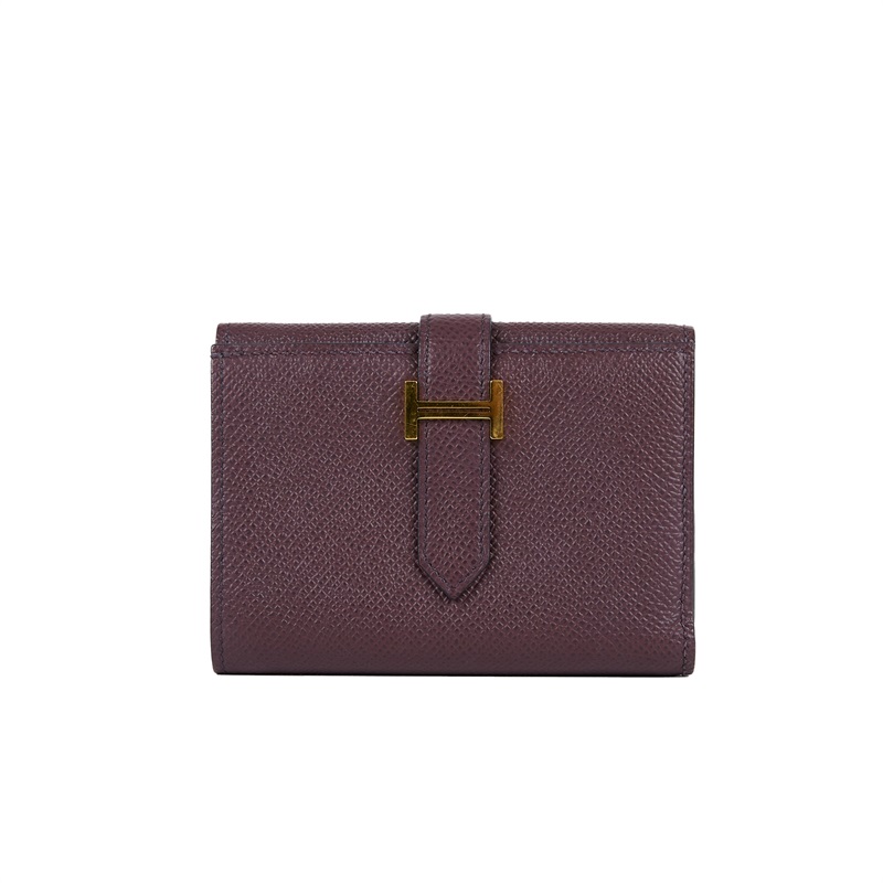 愛馬仕 Hermès Bearn 短夾 BEARN Z AI 002 CA Z刻 暗紅金BEARN短夾 原廠盒子